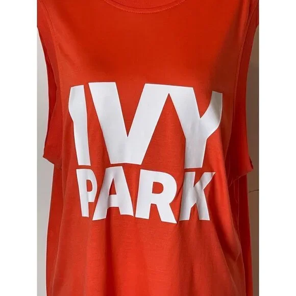 Ivy Park Orange And White Modal Crew Neck Sleeveless Tank Top Size S - Picture 7 of 12